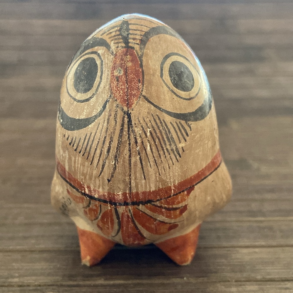 Vintage Mexican Tonala Hand-Painted Clay Owl Figures (Set of 2) - Picture 2 of 11